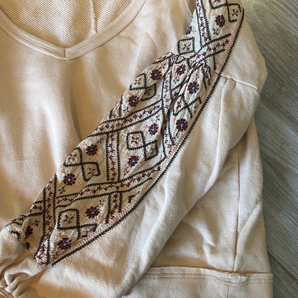 Free People Cream and Black Embroidered Sweatshirt - Picture 7 of 11